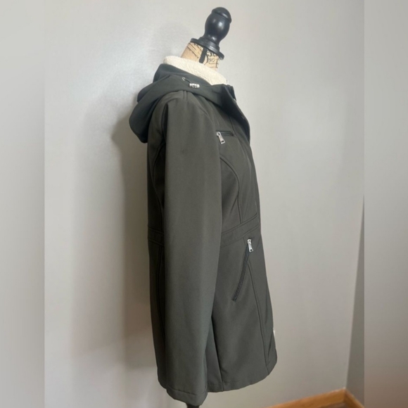 Lauren Ralph Lauren black label soft shell hooded green coat size medium  preppy - Picture 9 of 12